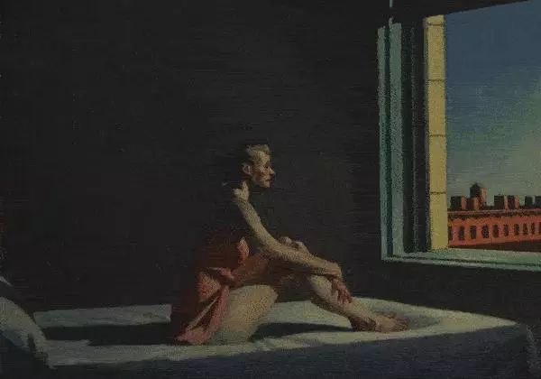 2017年，Edward Hopper 逝世50周年，英国创意公司 Orbitz做了一系列GIf图，此为艺术家70岁时所画的作品《Morning Sun》，现藏于美国Columbus Museum of Art in Ohio