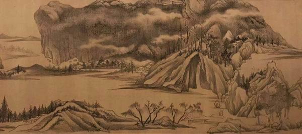 明董其昌《烟江叠嶂图》局部，上海博物馆藏