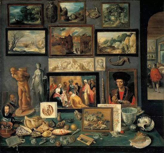 弗朗斯·弗兰肯（Frans Francken the Younger），艺术品与神奇的房间，1636年。图片来自维基共享，Kunsthistorisches Museum Wien，Bilddatenbank