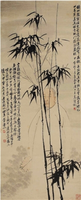 任伯年墨竹王震补像《吴昌硕像》