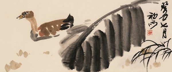 来楚生《芭蕉鸭戏》