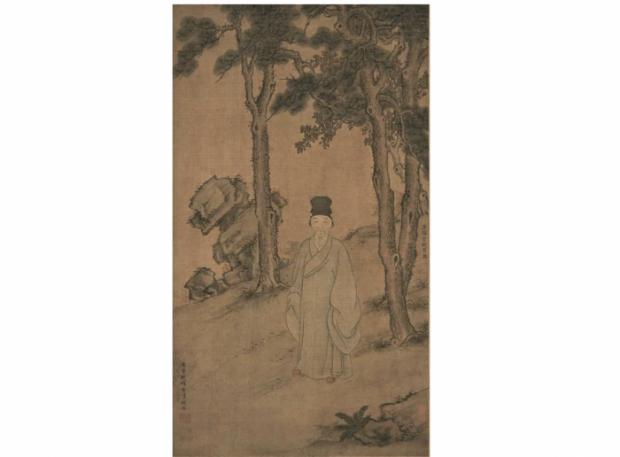 明代曾鲸、项圣谟绘制的《董其昌小像》（上海博物馆藏）。