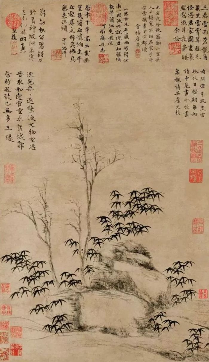 倪瓒《古木竹石图》，故宫博物院藏