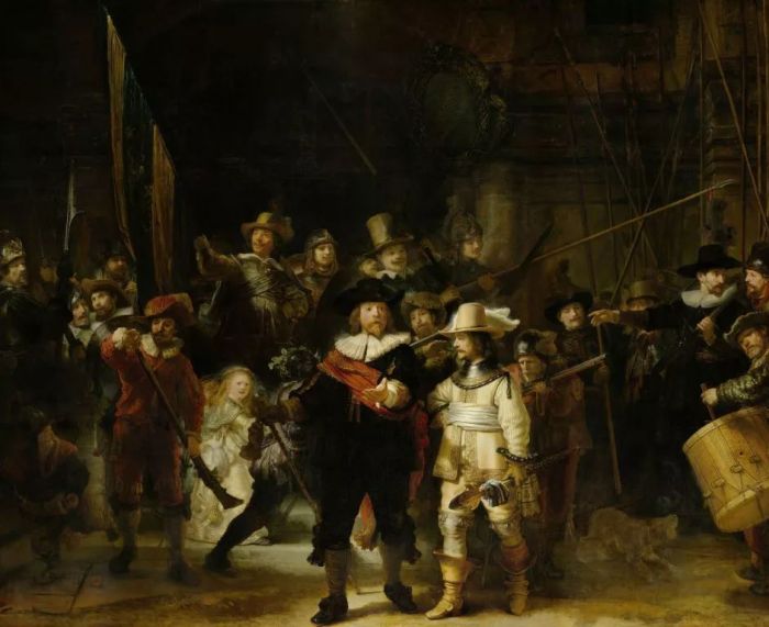 《夜巡》﹝The Nightwatch﹞1642 年，油彩画布，359 x 435 公分荷兰 阿姆斯特丹国立美术馆