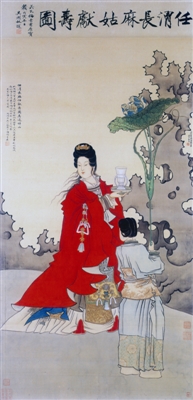 任熊《麻姑献寿图》：构思巧妙 栩栩如生