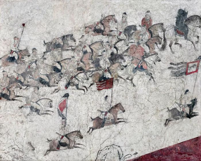 章怀太子墓，《狩猎出行图》，藏于陕西历史博物馆（陕西历史博物馆供图）