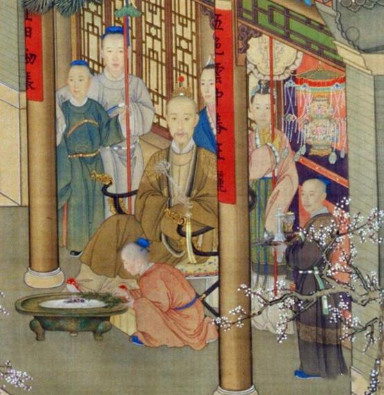 ▲《乾隆岁朝行乐图》丁观鹏、郎世宁等合绘，北京故宫博物院藏,乾隆皇帝的新年怎么过？吃喝唱写！,新年,乾隆皇帝,饺子,乾隆,皇帝,明窗,故宫博物院,长调,家宴,烛台
