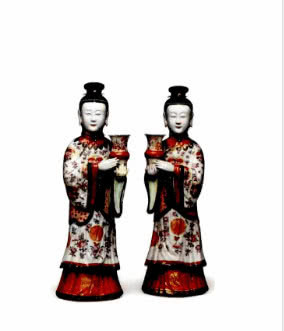 清乾隆粉彩宫女烛台