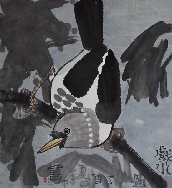 季平 戏水图