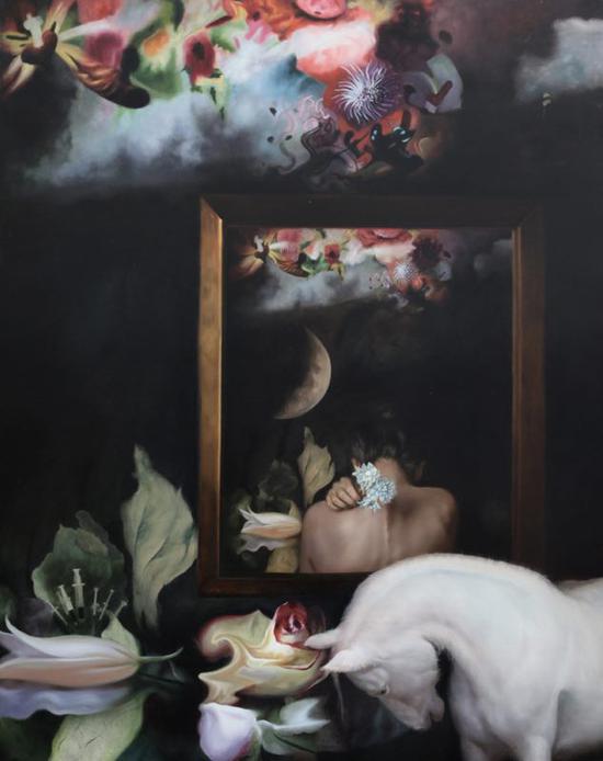 文广 花好月圆 布面油画 100×80cm 2018