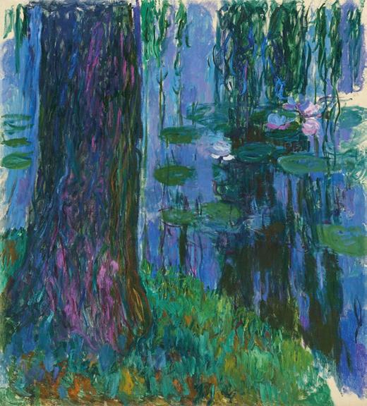 克劳德·莫奈 （Claude Monet）《垂柳与睡莲池》油彩 画布