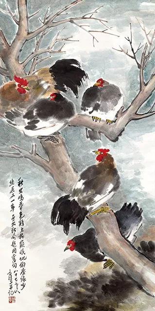 鸡上树巅眠 138×68cm 2016年