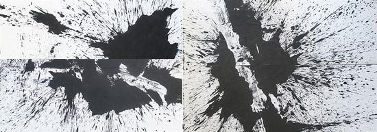 洪耀  水墨弹性(局部)   纸本水墨  200×1450cm   2008年