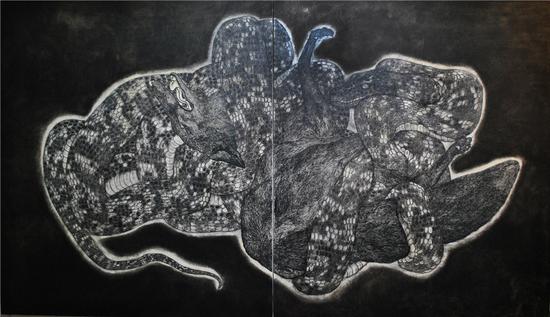 绞 200x150cm 布面水墨 2015年