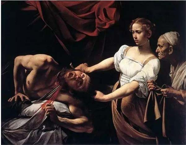 卡拉瓦乔，《朱迪斯砍下霍洛芬斯的头颅》，1598-1599，罗马国家古代艺术美术馆藏