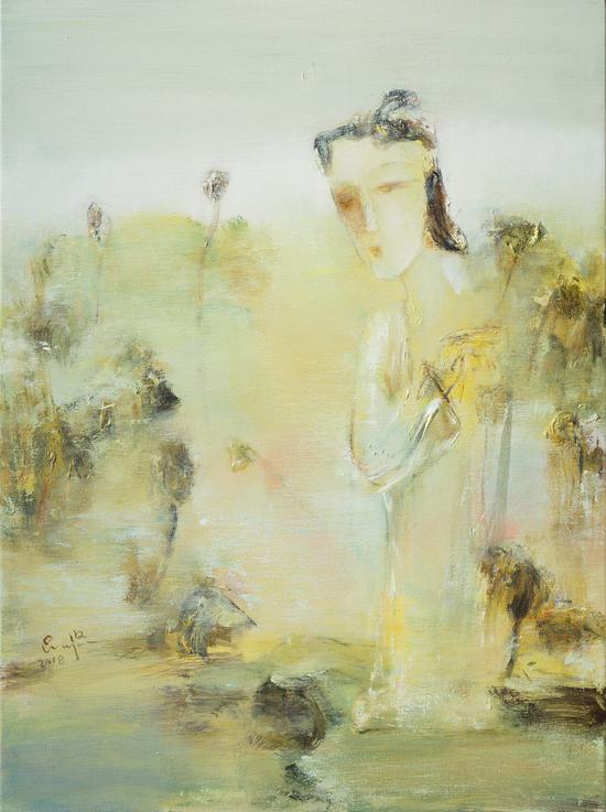 《荷风诗意》80x60cm布面油画