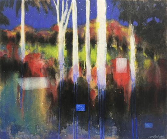 对焦-透明的船 2019年 100x120cm 丙烯综合材料