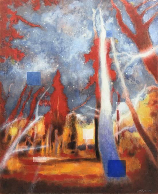 对焦-下雪 2019年 90x110cm 丙烯综合材料