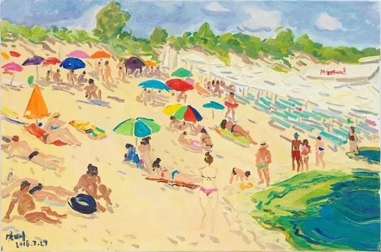 白晓刚 内塞伯尔海滩之一 60×90cm 2018 油画