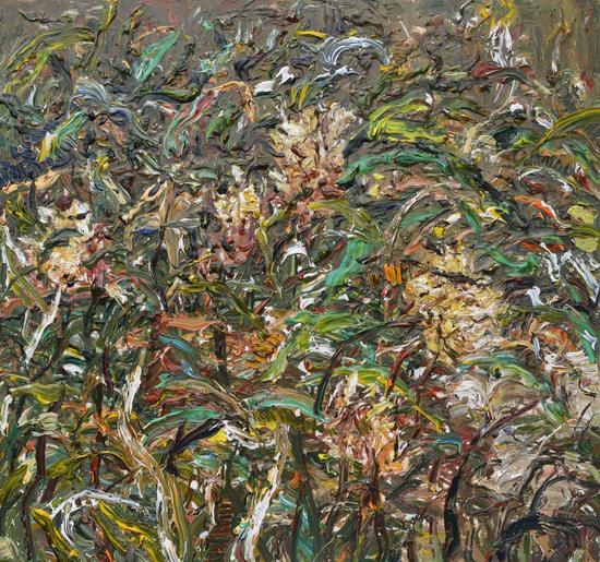 《叶脉雅黄》Yellow Leave Veins 2015年11月150cm160cm 布面丙烯 Acrylic on canvas (参加法国2016年第108届巴黎秋季艺术沙龙展) (1)