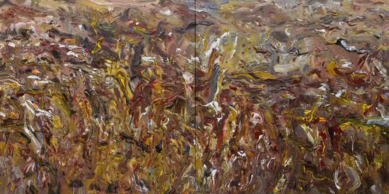 《壶口激荡》（黄河壶口瀑布传奇组画）Passionate Hukou (Huanghe River Hukou Legendary Series) 2013年8月300cm150cm 布面丙烯 Acrylic on canvas