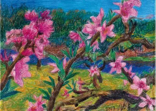 周春芽《桃花源1号》（彩铅）在2018年华辰春拍中以25.3万元成交