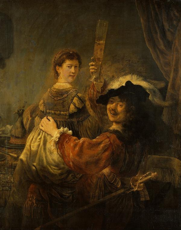 扮作败家子的伦勃朗和萨斯基亚（Rembrandt and Saskia in the Scene of the Prodigal Son），图片来源：Google Art Project