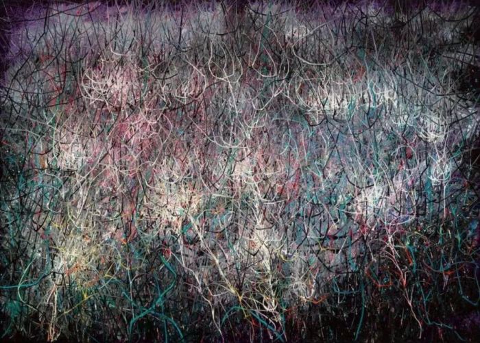 曾梵志，《无题》，2018，油彩 画布，250 x 350 x 6.2 厘米 / 98 3/8 x 137 3/4 x 2 1/2英寸。©曾梵志，图片：艺术家、豪瑟沃斯