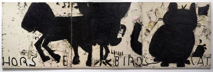 Black Painting; Horse, Bird, Cat, 2016