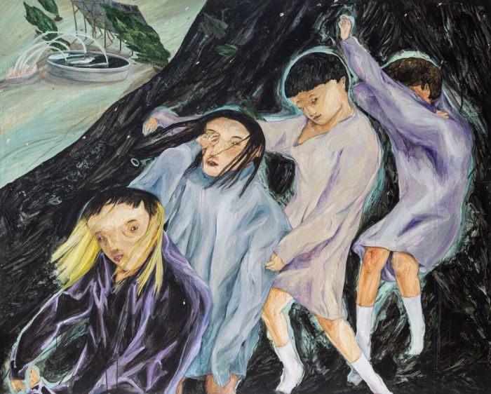 王冠蓁〔黑色的风 〕227.5X182X5cm 压克力、画布 2017。图/ 王冠蓁 提供。