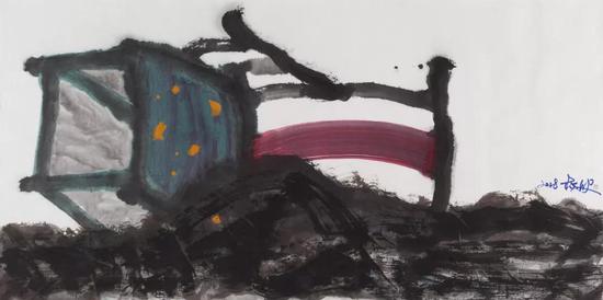 杨波 可以不扶 122x244cm 2018年