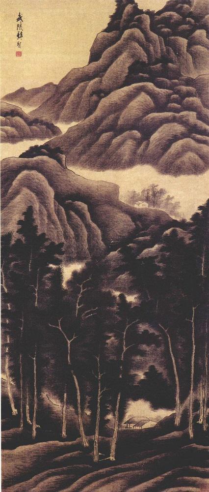 龚贤 夏山过雨图 清代 南京博物院藏
