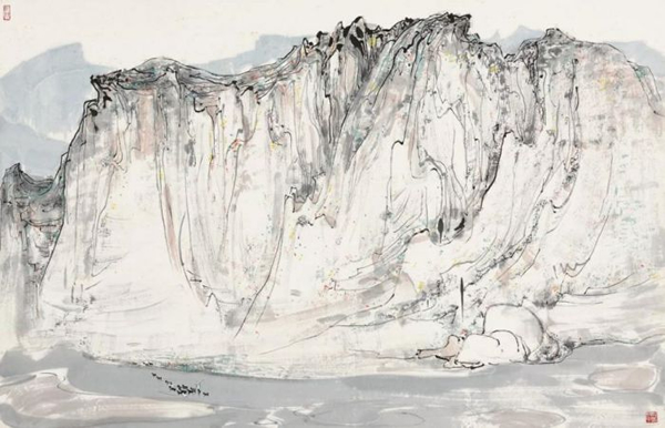 吴冠中 渡河 