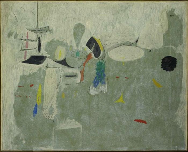 ▲ 阿尔希·戈尔基，《局限》，1947，油彩 纸 帆布，128.9 x 157.5厘米/ 50 3/4 x 62英寸，?2018 阿尔希·戈尔基艺术资产/艺术家权利协会 （ARS），纽约。