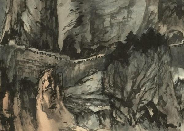 《苏花揽胜图卷》（局部），张大千，纸本泼彩泼墨，1965年