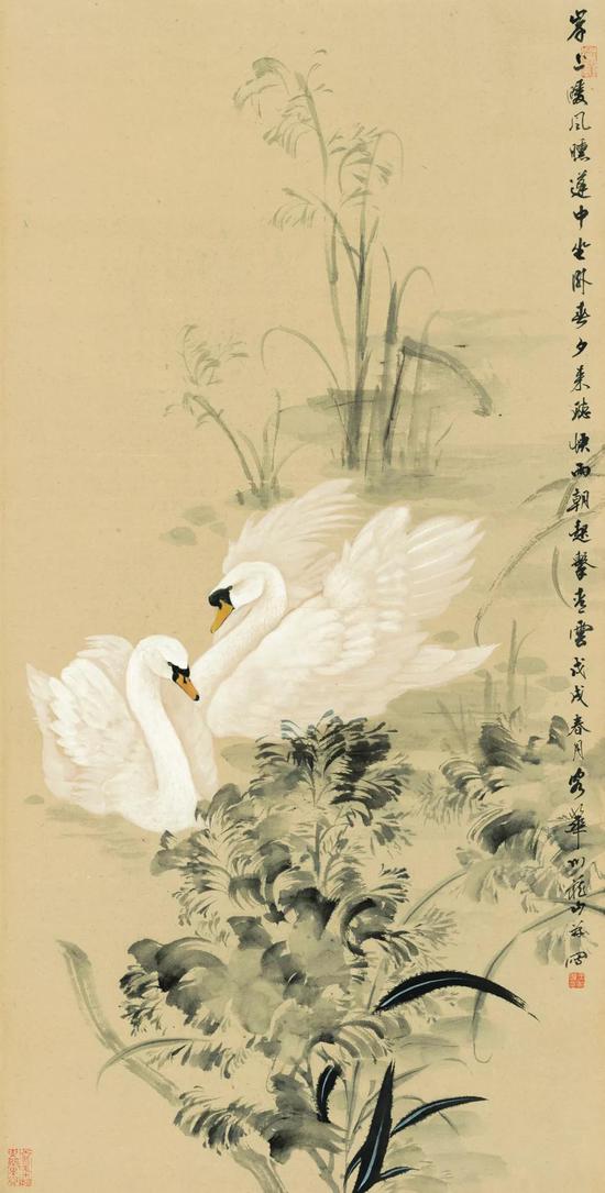 王利群《岸上暖风曛》138×70cm2018年