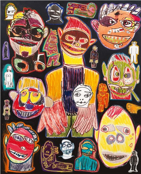 Richard Prince, Untitled, 2017-18, Acrylic, charcoal, matte medium, collage, and inkjet on canvas, in frame, 77 1/4 x 57 3/4 inches(196.2 x 146.7 cm) ?Richard Prince