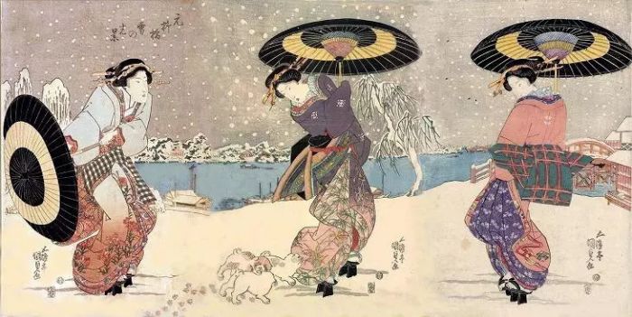 雪中美人 歌川国贞