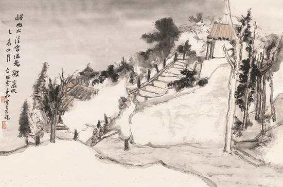 周松 太清宫混元殿 46cm×69cm 纸本水墨 2015年