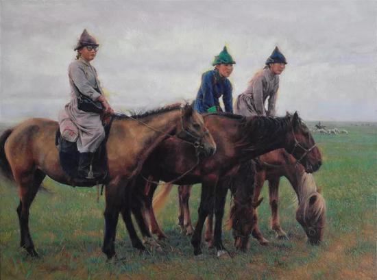 马背上的骑手 布面油画 45.8X61cm 2010年