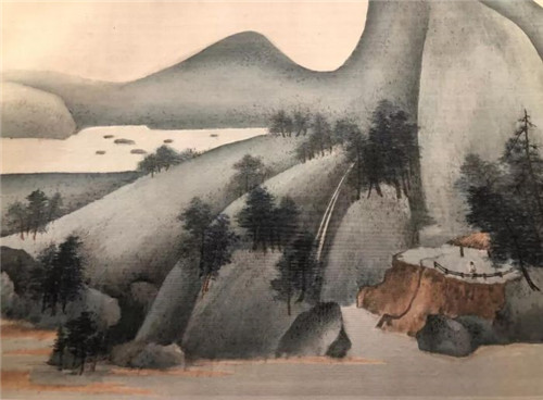  陈佩秋《山稠隘石泉》局部
