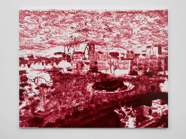 刘小东《Weight of Insomnia (Gwangju) /失眠的重量（光州）》2018，布面丙烯，250 x 300 厘米，?Liu Xiaodong