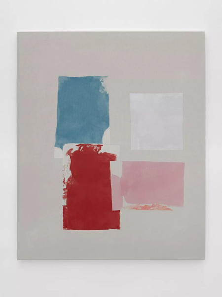 Peter Joseph《Blue, Red, Pinks and Light Grey, October 2017》, 2017,布面丙烯，尺寸: 116.8 x 96.5 厘米，摄影 Jack Hems ? Peter Joseph
