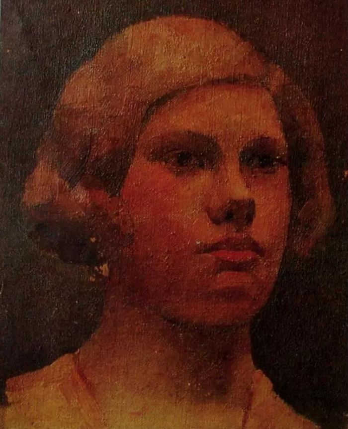 谢投八 巴黎少女头像（18X30cm）1930年（私人收藏）