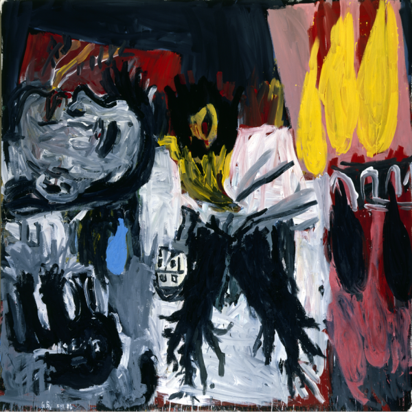 乔治·巴塞利兹《两棵黑树》（Two Black Trees），1986，布面油画