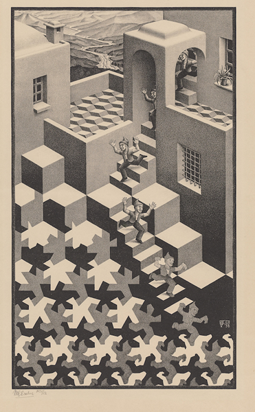 M.C.埃舍尔，循环，1938年5月，石版画