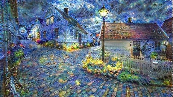 《月球时代的白日梦》（Moonage Daydream），深梦的艺术创作，图片来源：Deep Dream