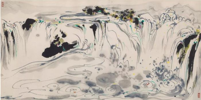 吴冠中（中国，1919-2010）《龙翔风翥》，68.5 x 135.5 cm.，估价：750,000-850,000美元。此拍品于2019年3月20日佳士得纽约“髹金饰玉 — 欧云伉俪珍藏晚间拍卖”中呈献