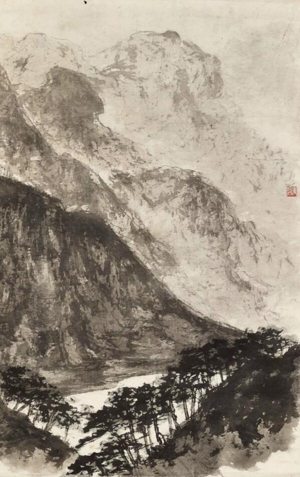傅抱石《高山仰止》设色纸本 镜框103x65.5cm