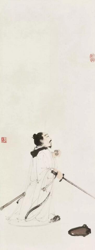 傅抱石《对酒当歌》设色纸本 镜框88x34cm